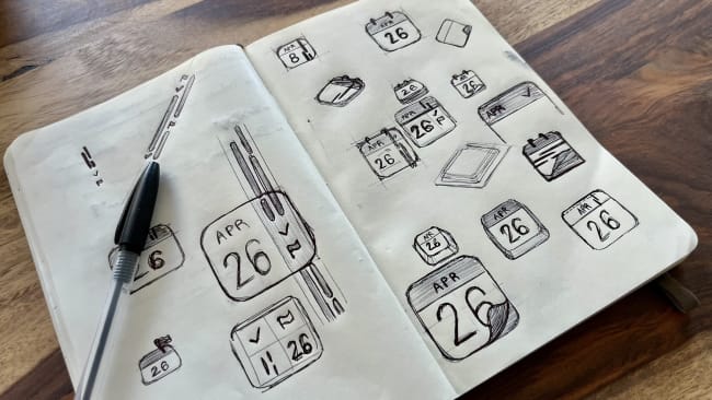 Picture of calendar icons sketched on a sketchbook